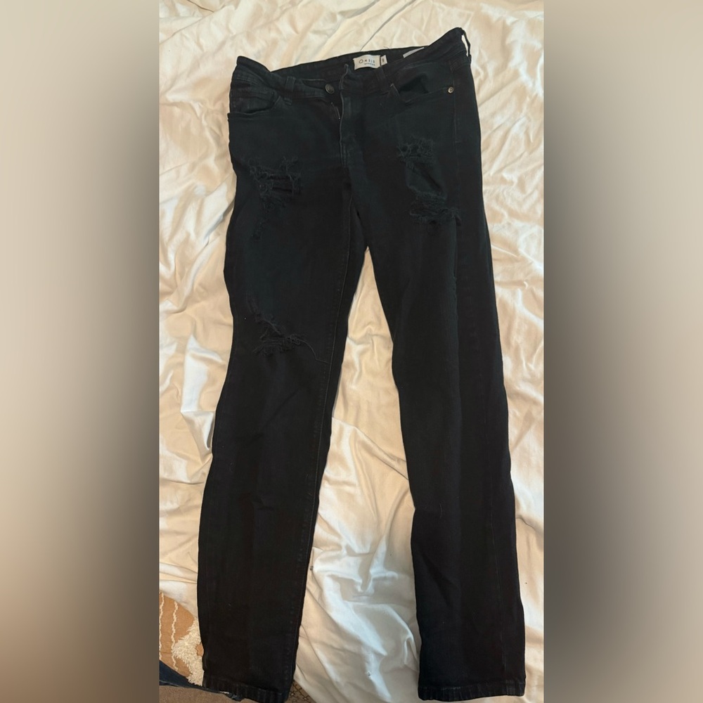 Black ripped skinny jeans, size 9